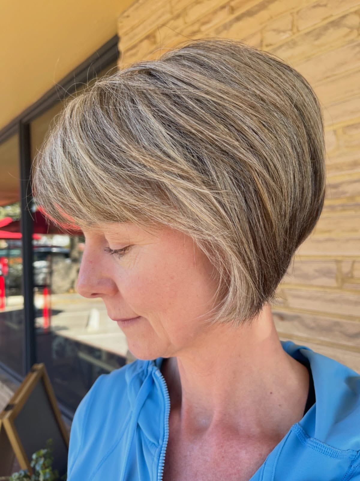Textured Stacked Bob With Ash Blonde Highlights