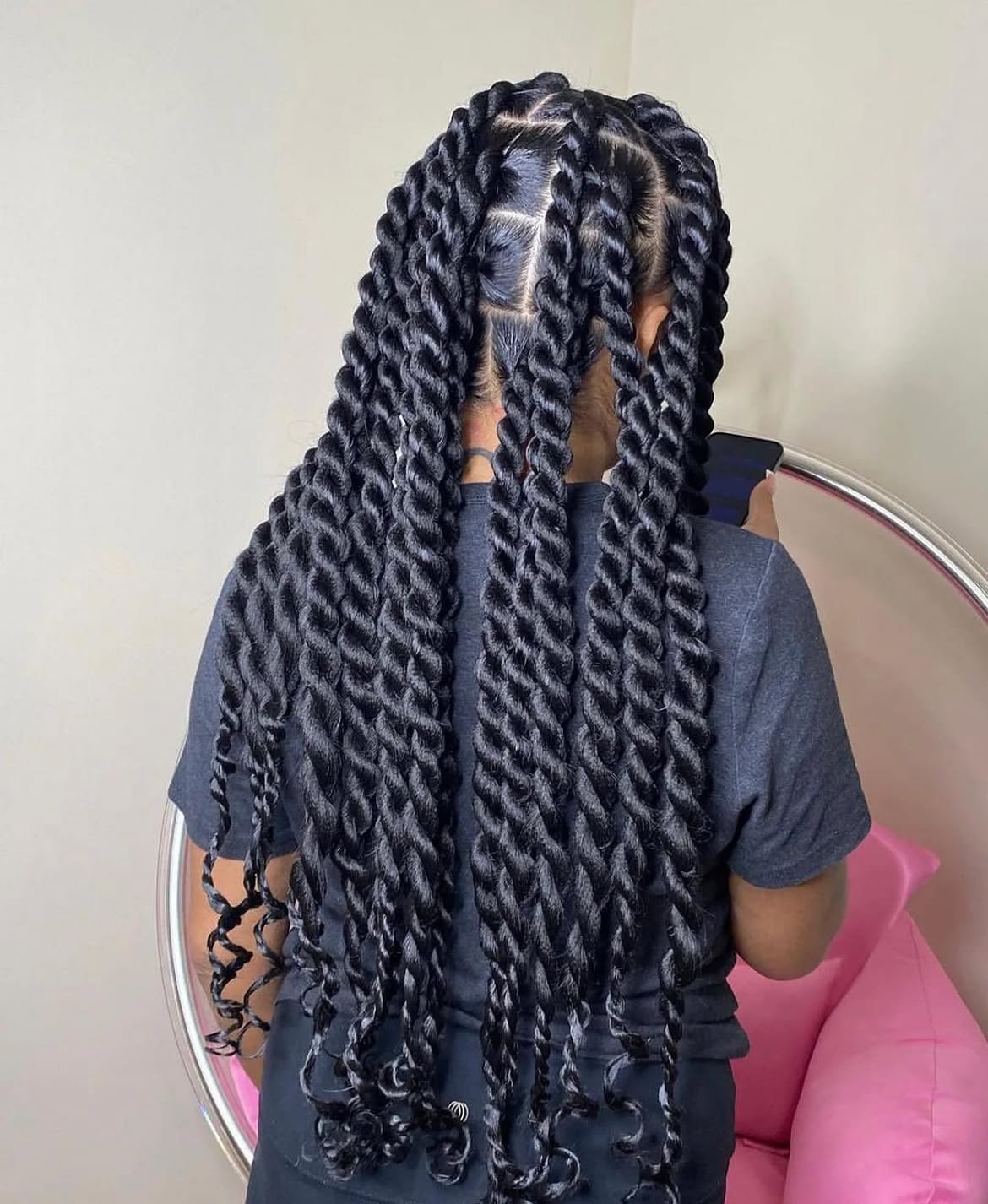 Thick Jumbo Twist Braids With Curly Ends