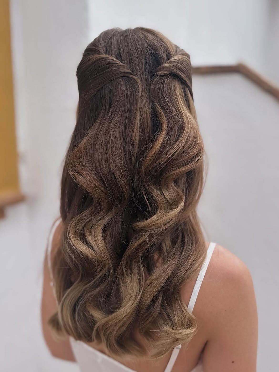 Twisted Half-Up Waves With Honey Blonde Highlights