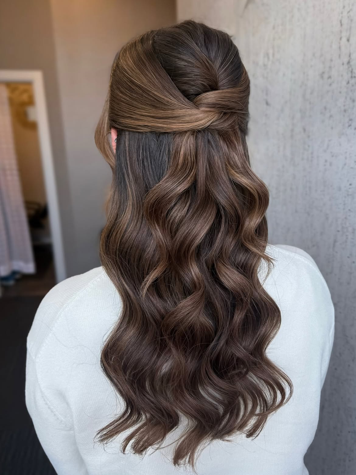 Twisted Half Updo With Loose Waves