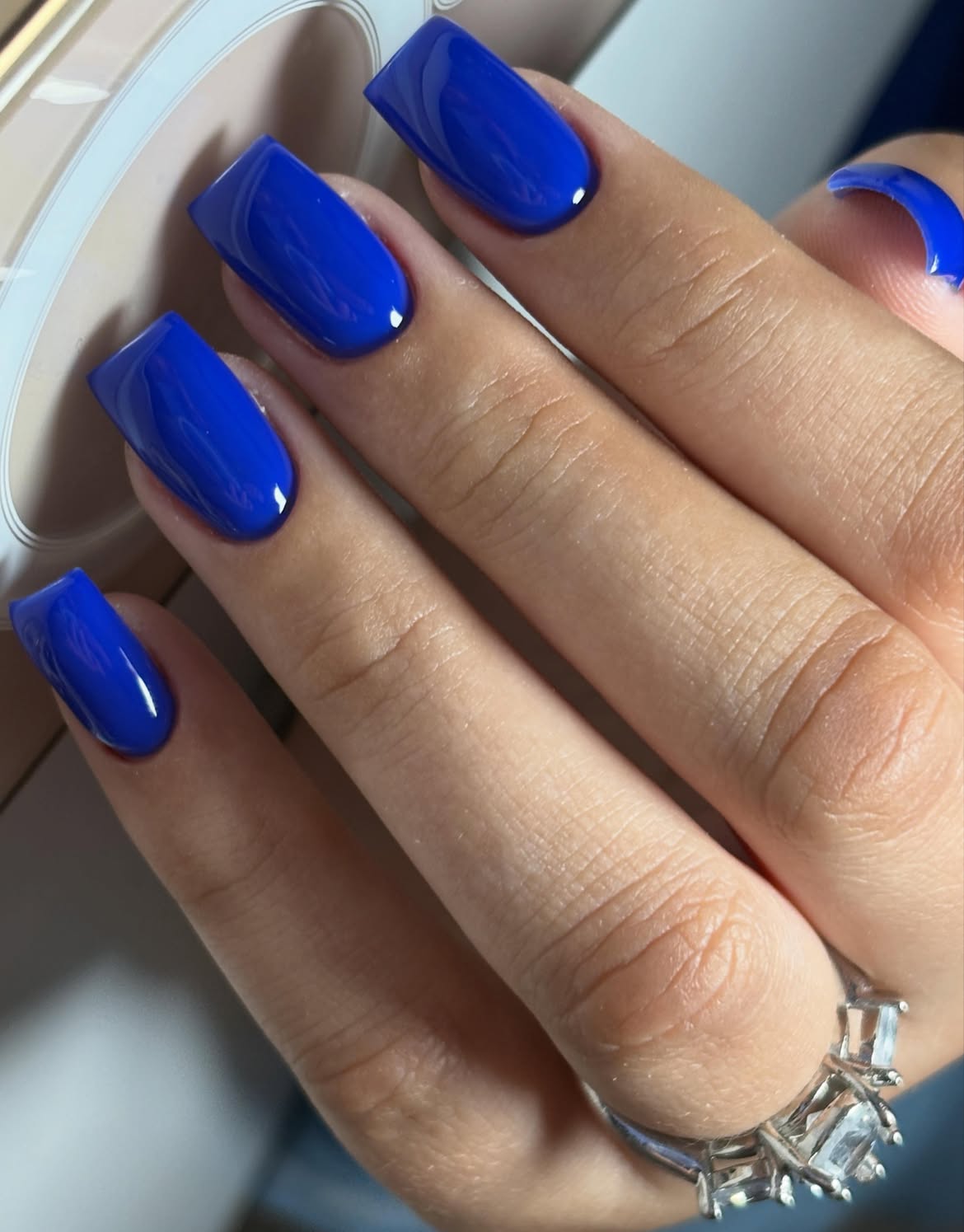 Vibrant Cobalt Blue Glossy Square Nails