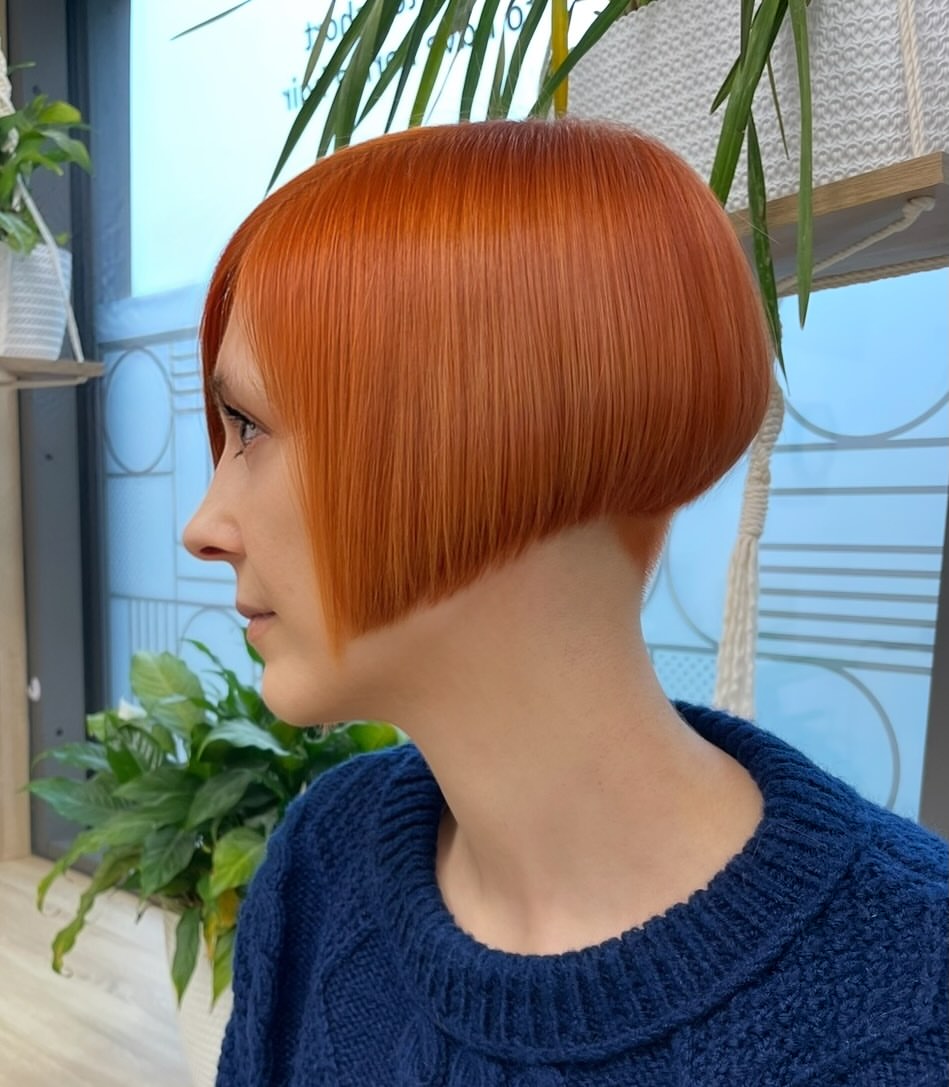 Vibrant Copper Blunt Bob With Undercut