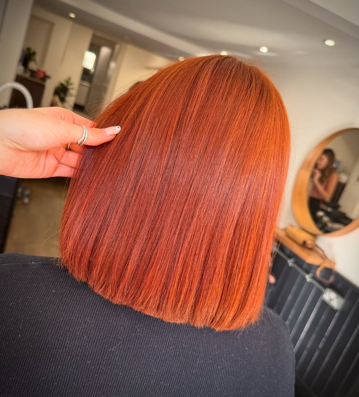 Vibrant Copper Blunt Cut Bob