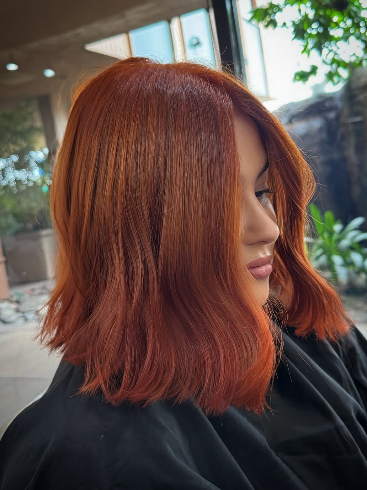 Vibrant Copper Lob With Loose Beachy Waves