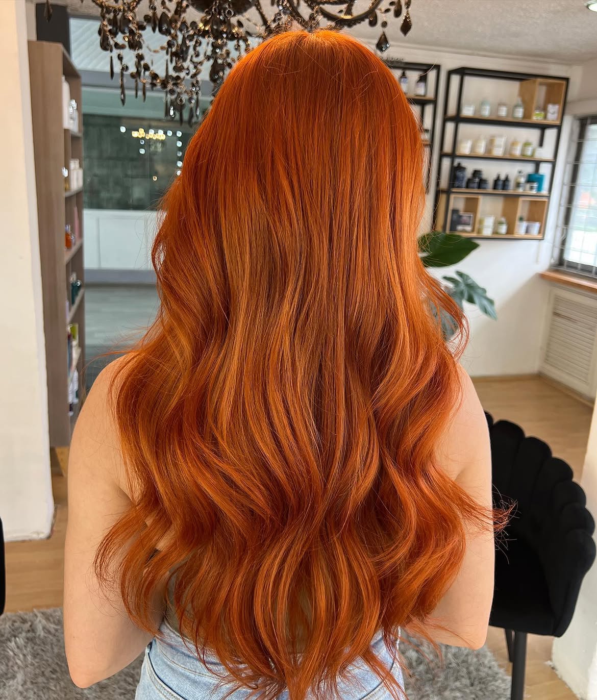 Vibrant Fiery Copper Waves For Long Hair