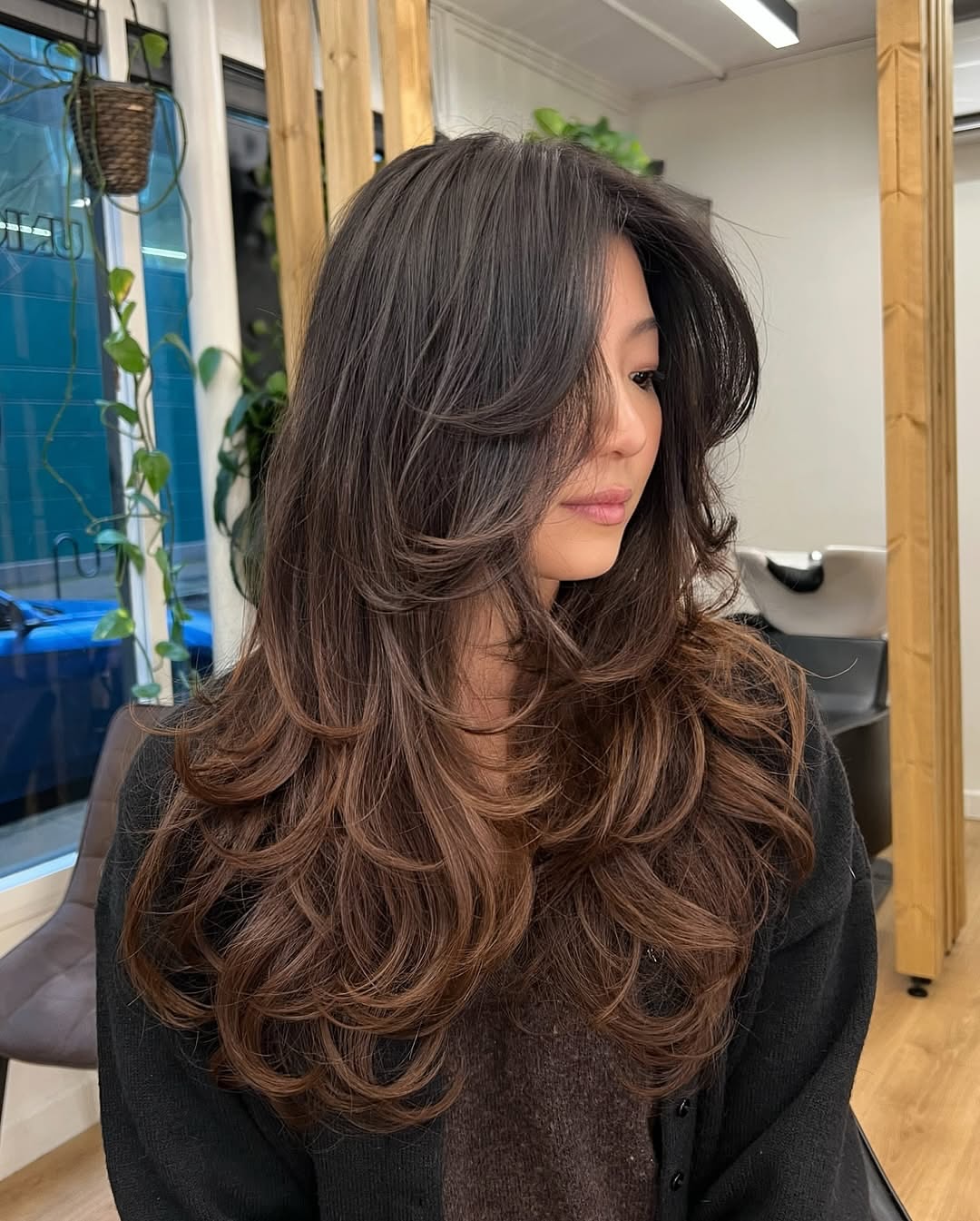 Voluminous Butterfly Layers With Chocolate Brown Tones