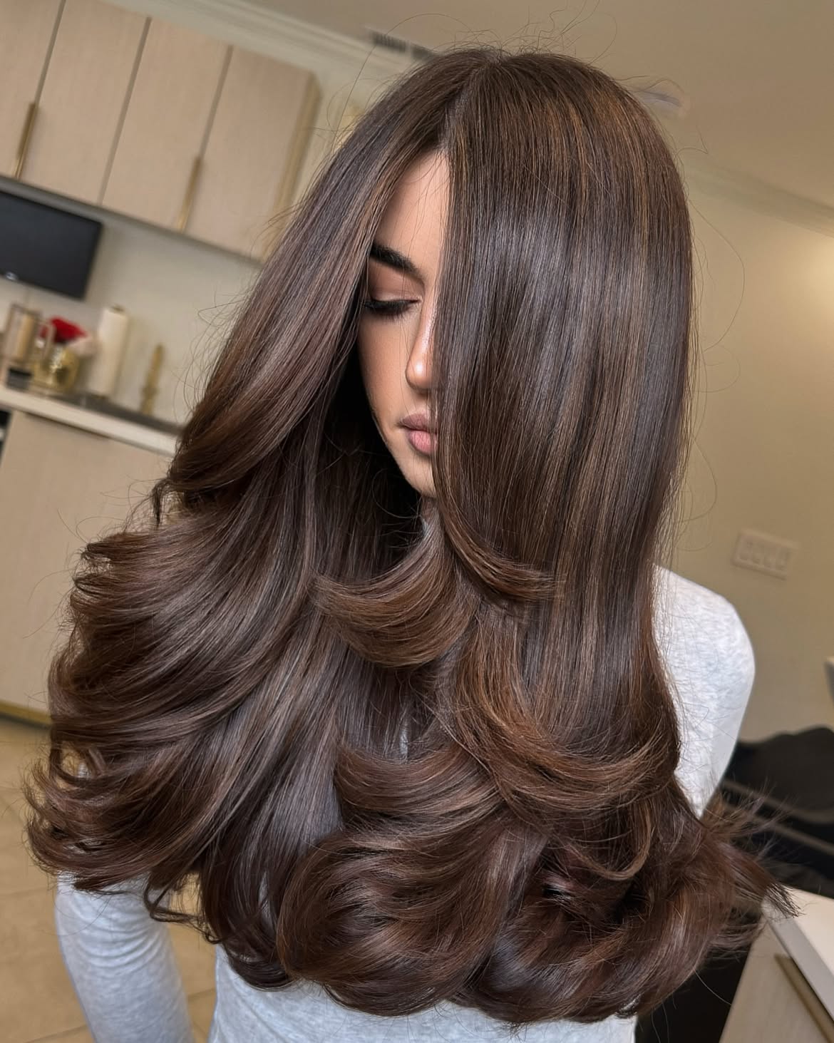 Voluminous Butterfly Layers With Rich Espresso Brunette
