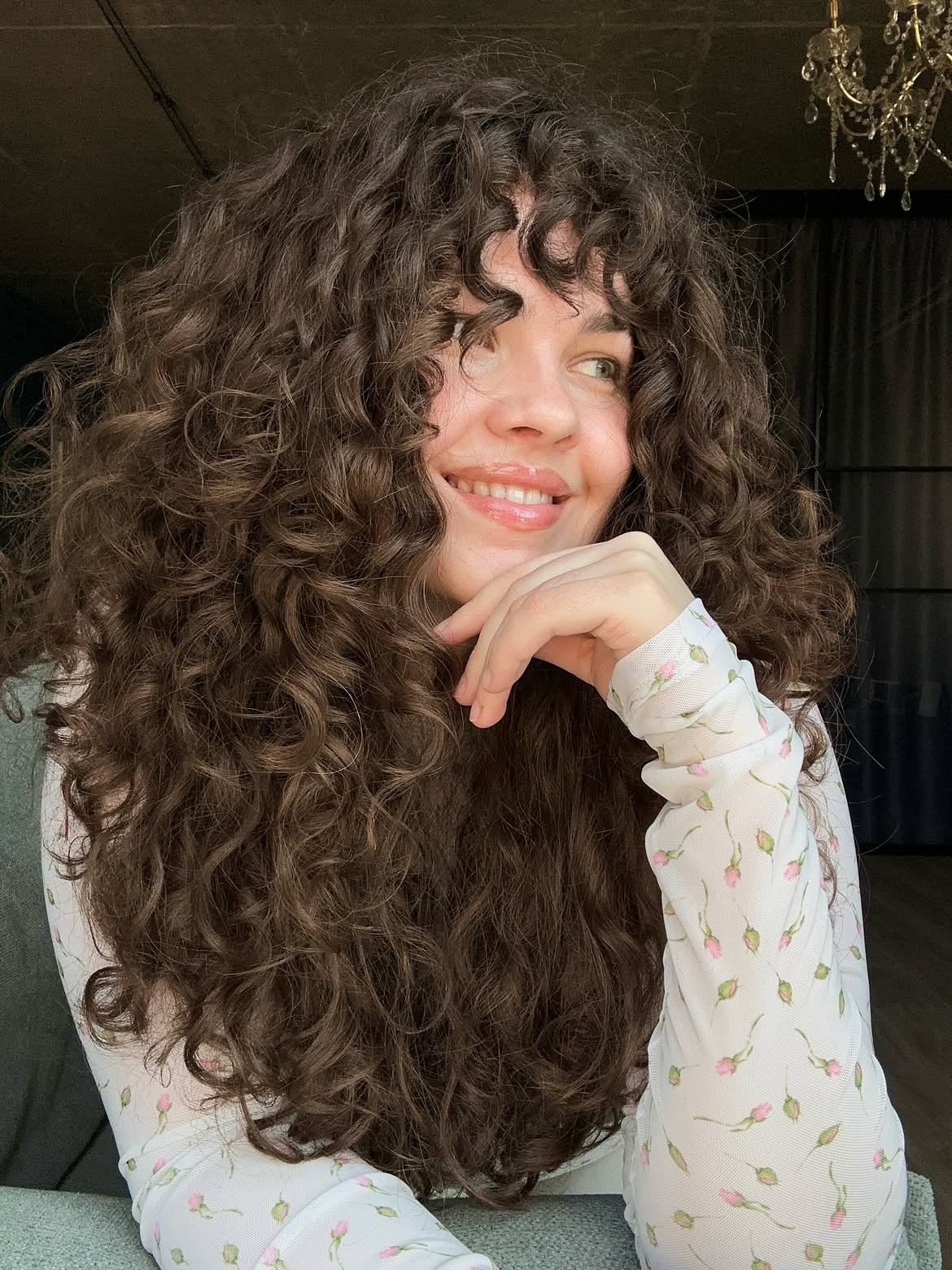 Voluminous Curly Shag With Curly Fringe