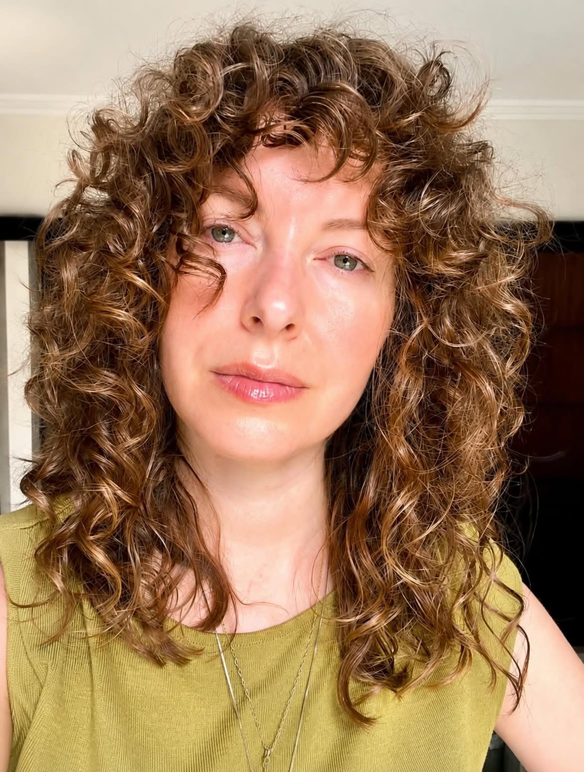 Voluminous Curly Shag With Natural Warm Tones