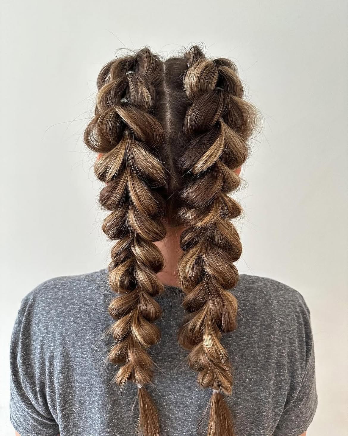 Voluminous Dutch Braids With Honey Blonde Highlights