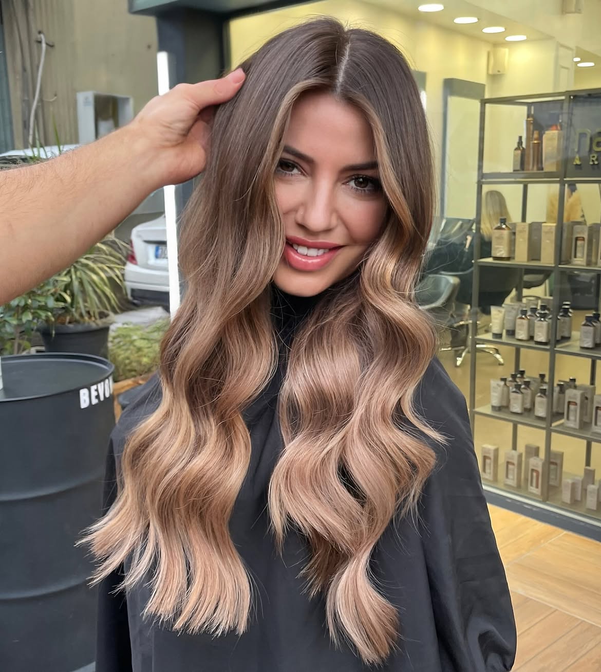 Warm Caramel Balayage With Face Framing Highlights