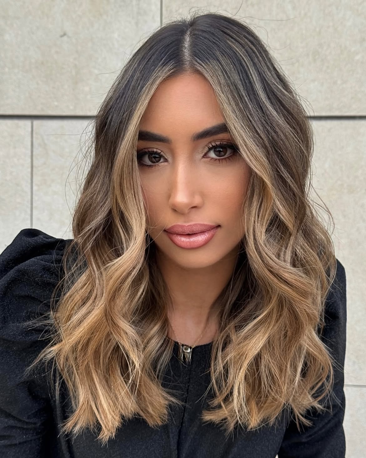 Warm Caramel Balayage With Face Framing Highlights