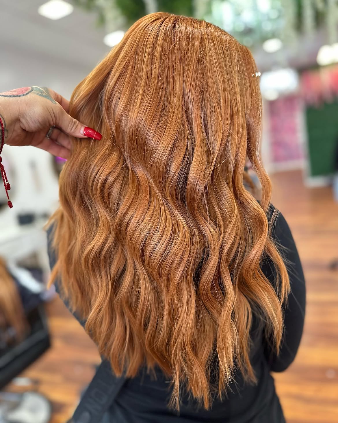 Warm Copper Waves With Subtle Blonde Highlights