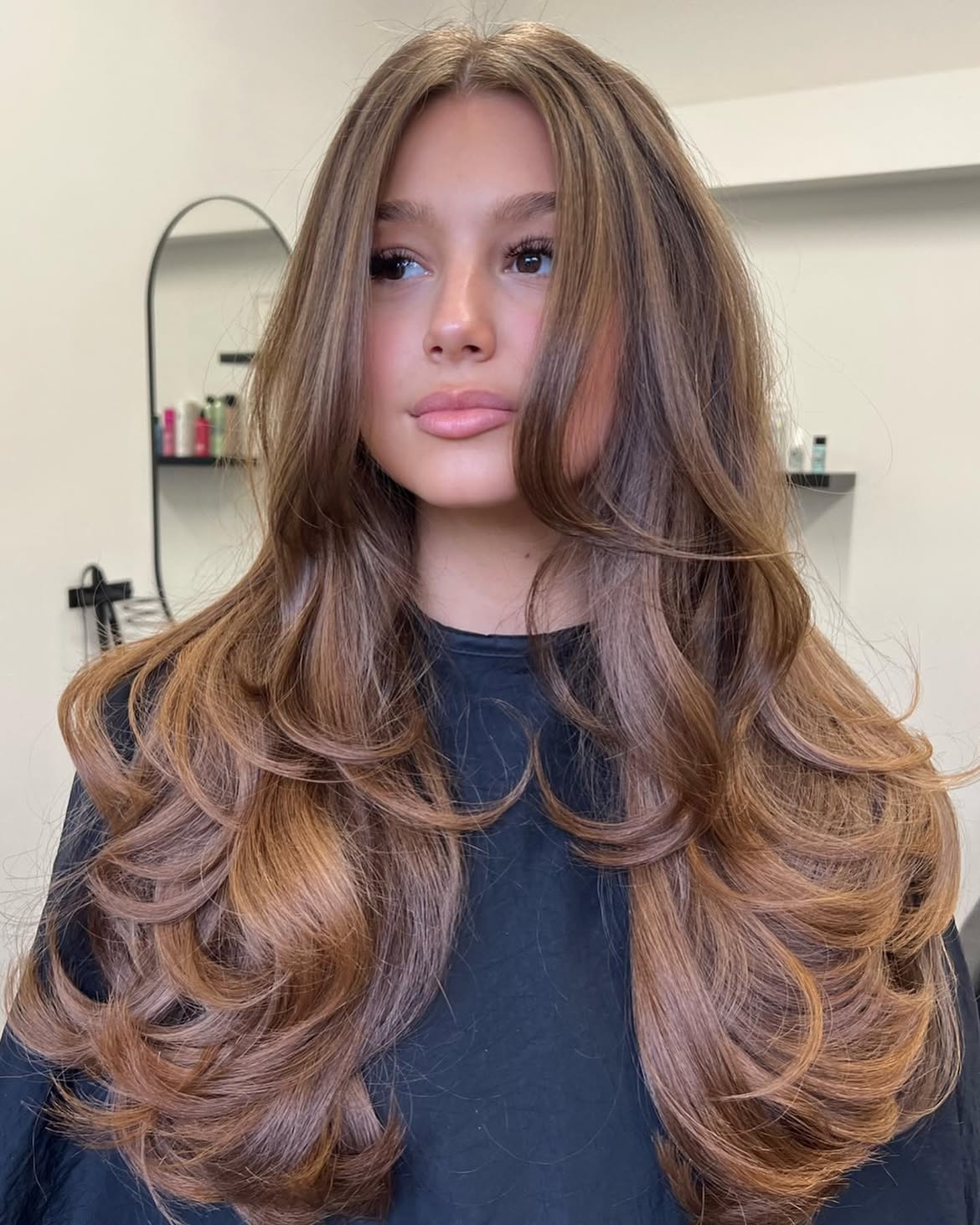 Y2K Layered Blowout With Caramel Balayage