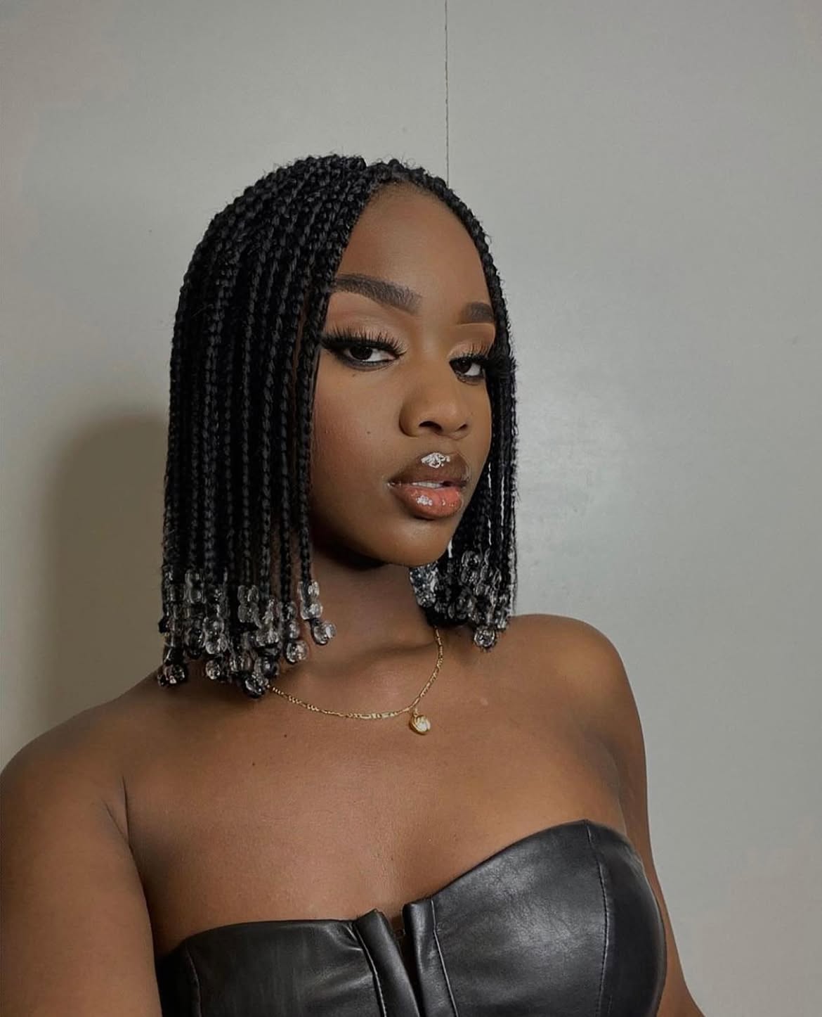 Beaded Bob Braids With Clear Charms