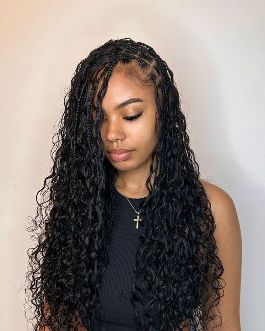Boho Goddess Braids With Long Curly Texture