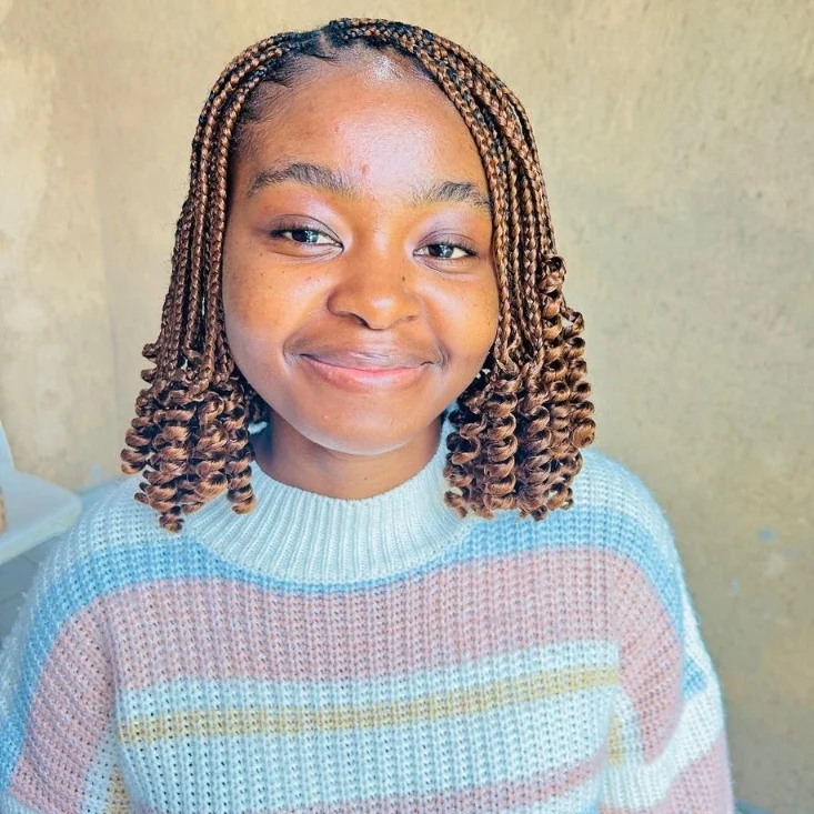 Chic Bob Box Braids With Curly Ends