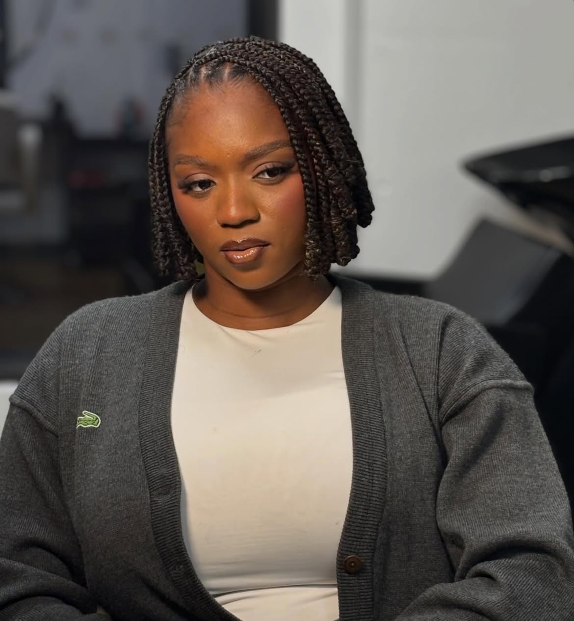 Chic Bob Box Braids With Defined Curls