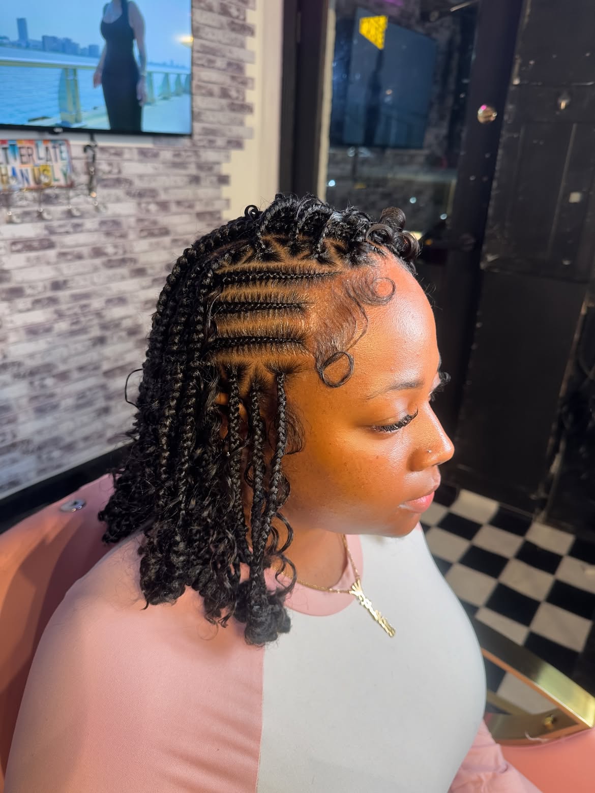 Chic Braids With Defined Curls and Baby Hairs