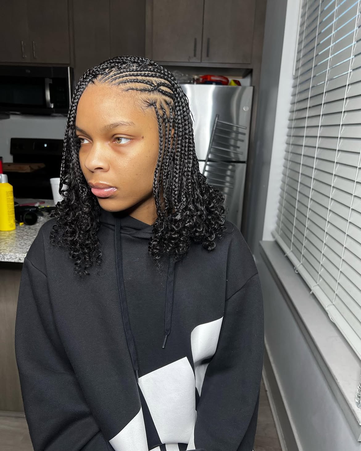 Half Braided Half Curly Crochet Box Braids