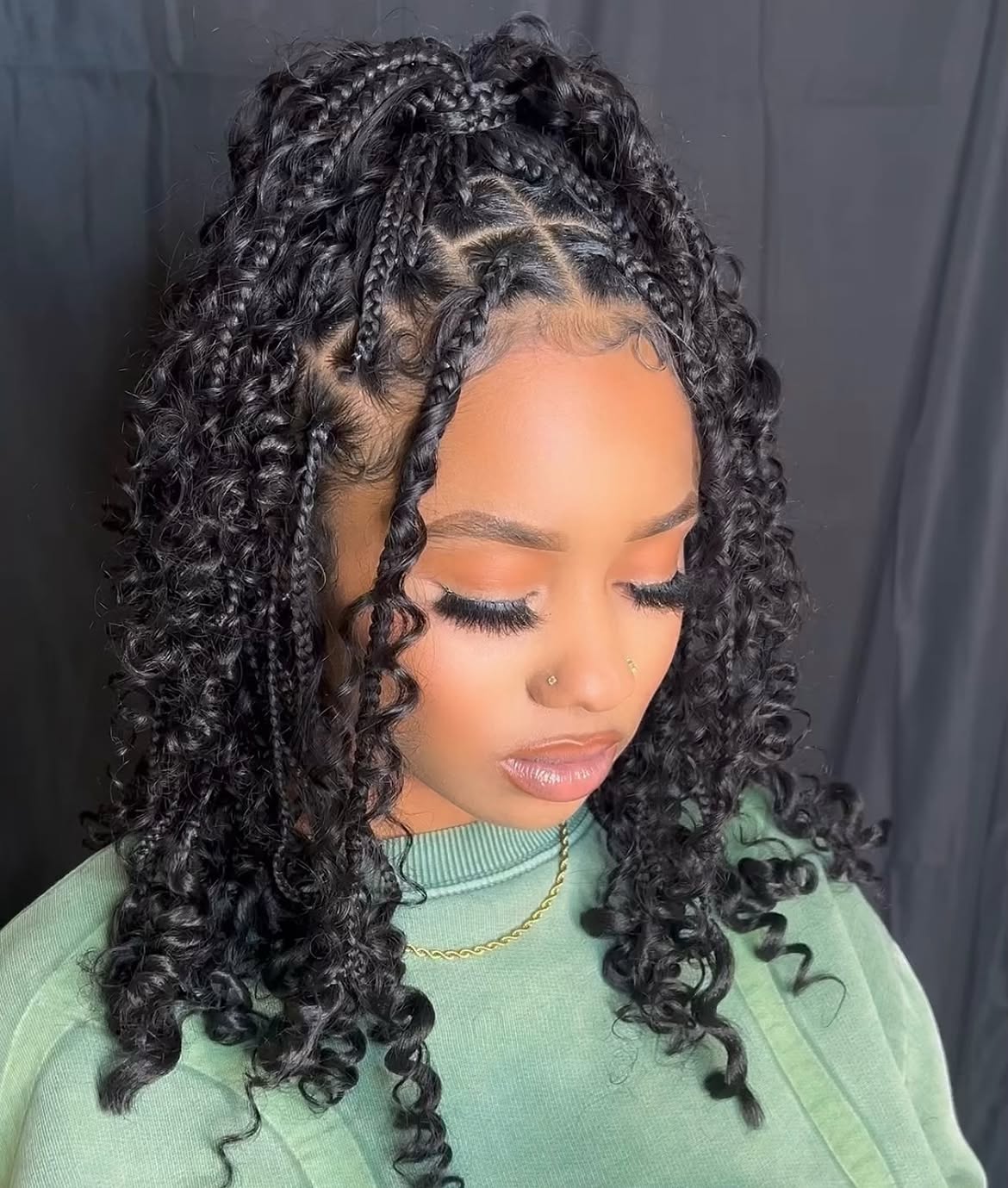 Half-Up Boho Braids With Defined Curls