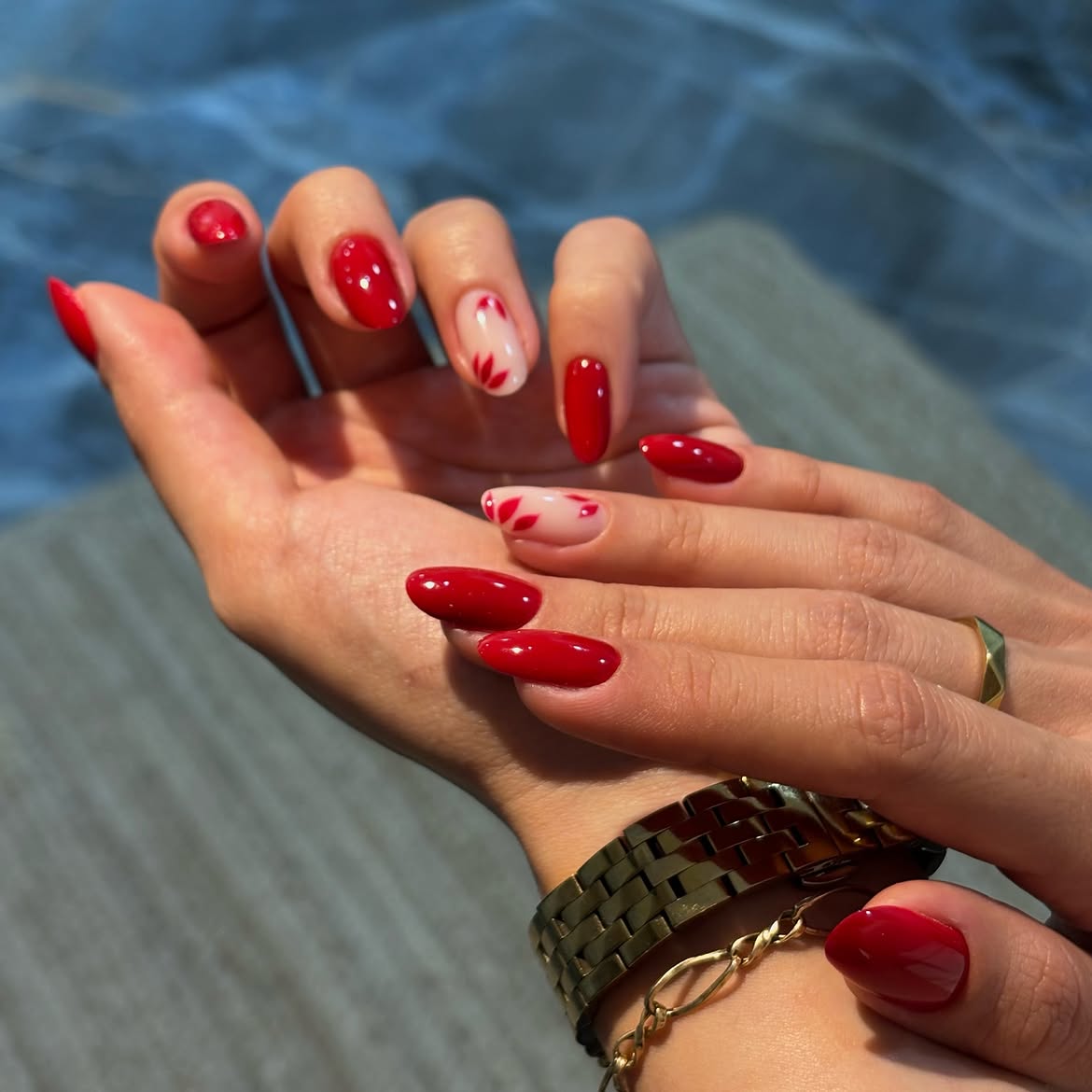 Juicy Cherry Red with Delicate Petal Accents