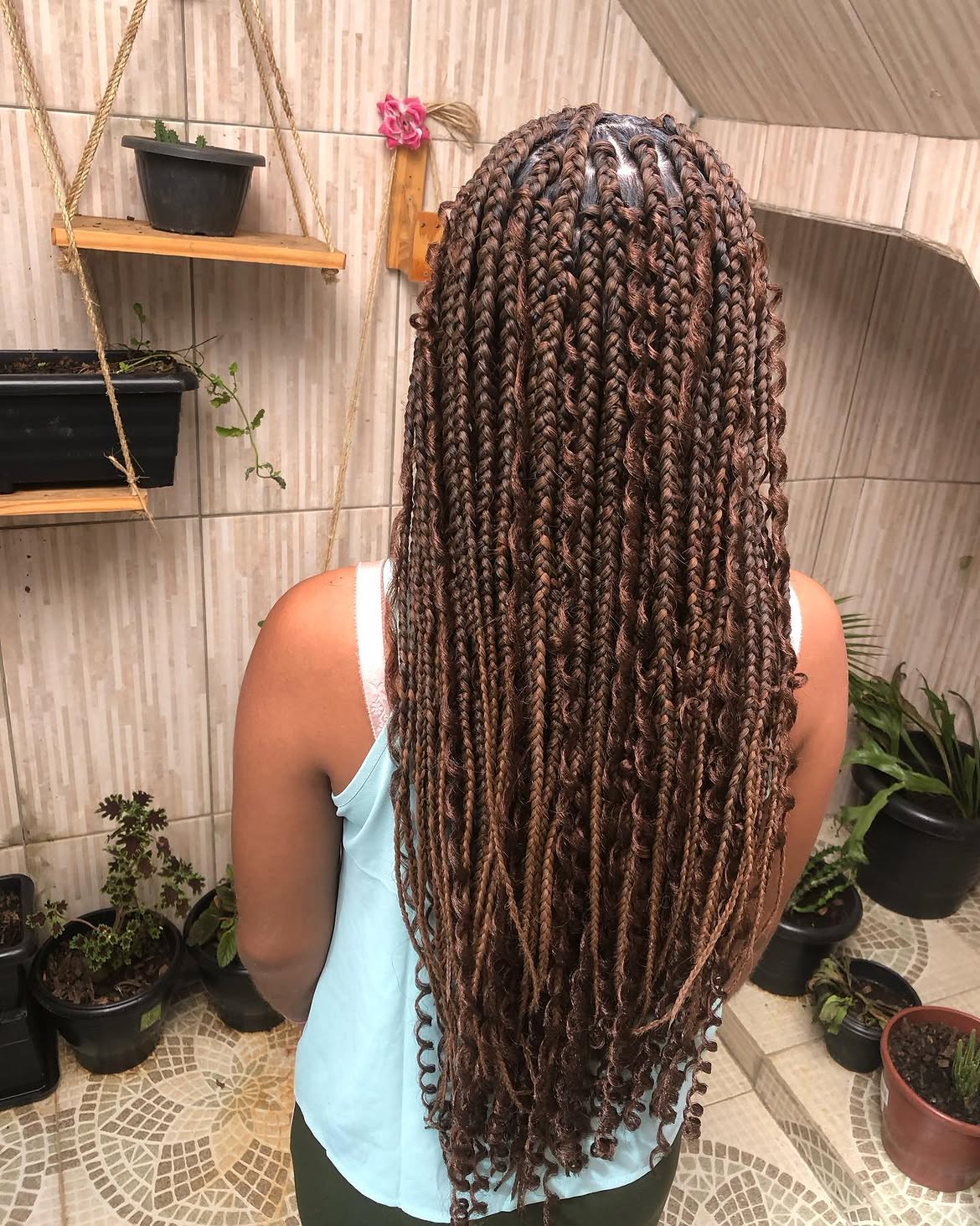 Long Bohemian Goddess Braids With Curly Ends