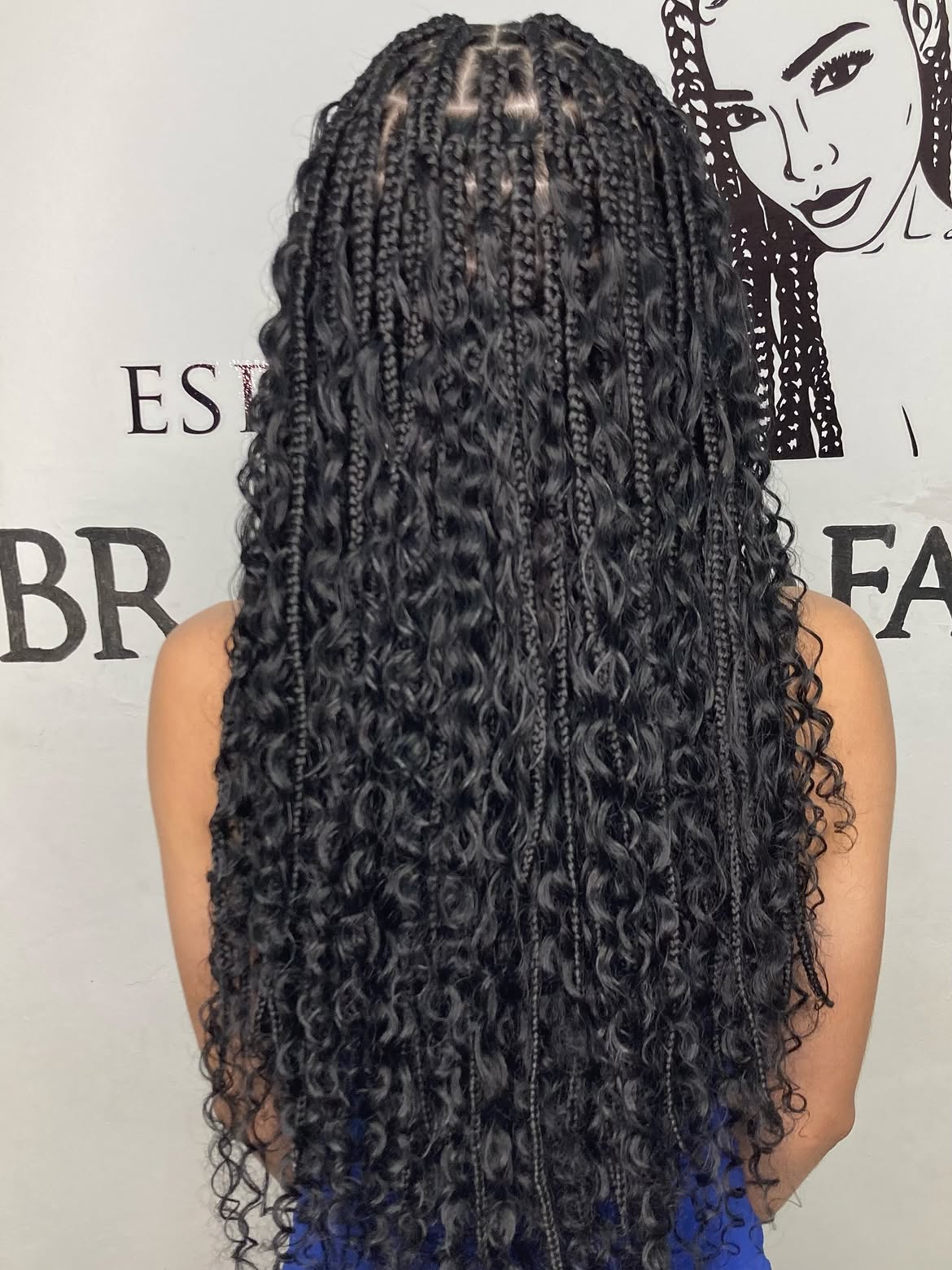Long Wavy Goddess Braids With Defined Curls