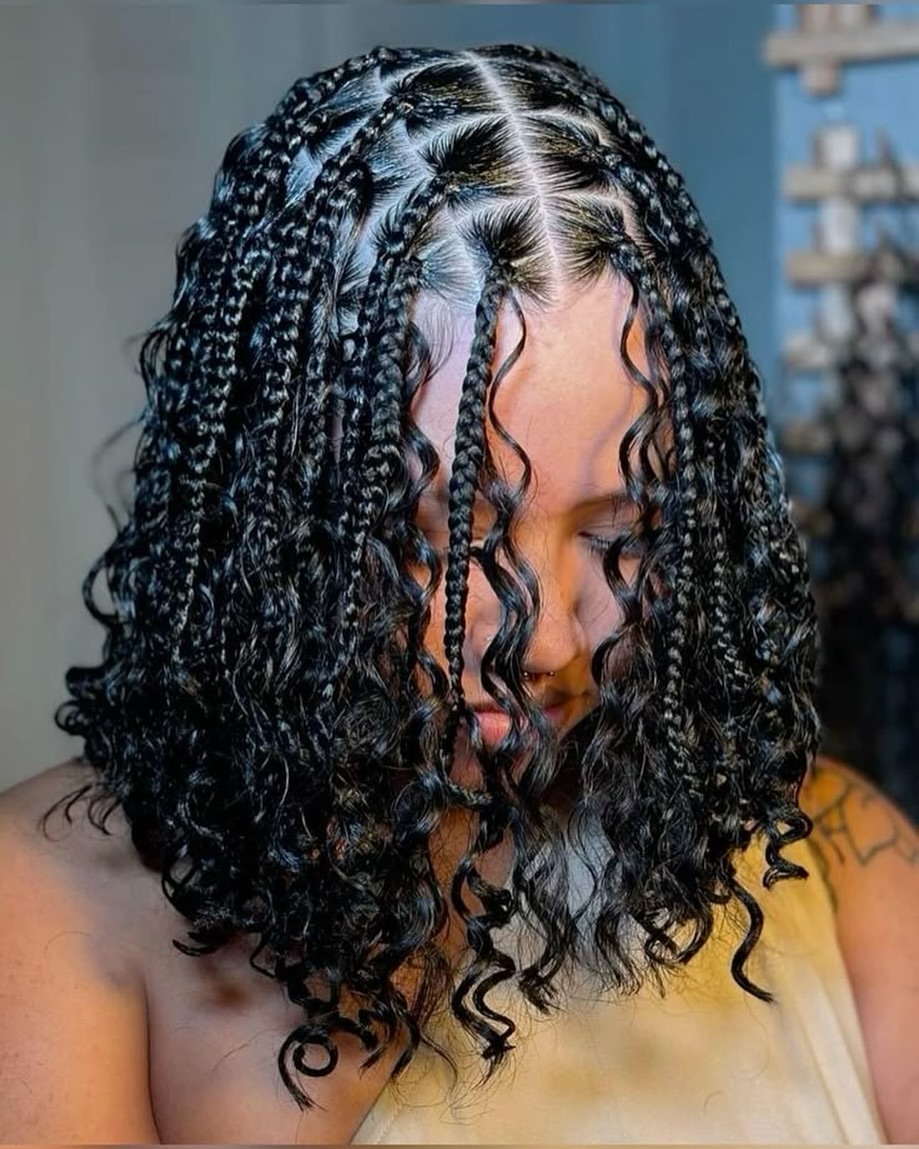 Medium Length Braids With Curly Ends