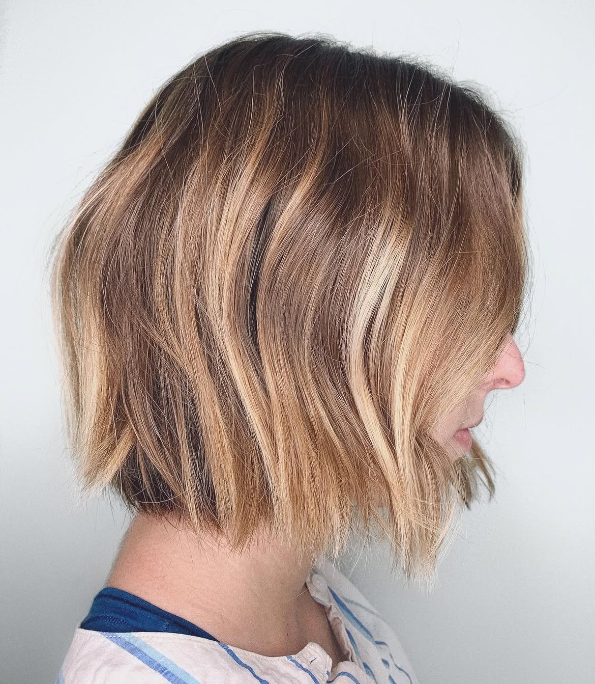 Messy Blonde Bob With Honey Balayage