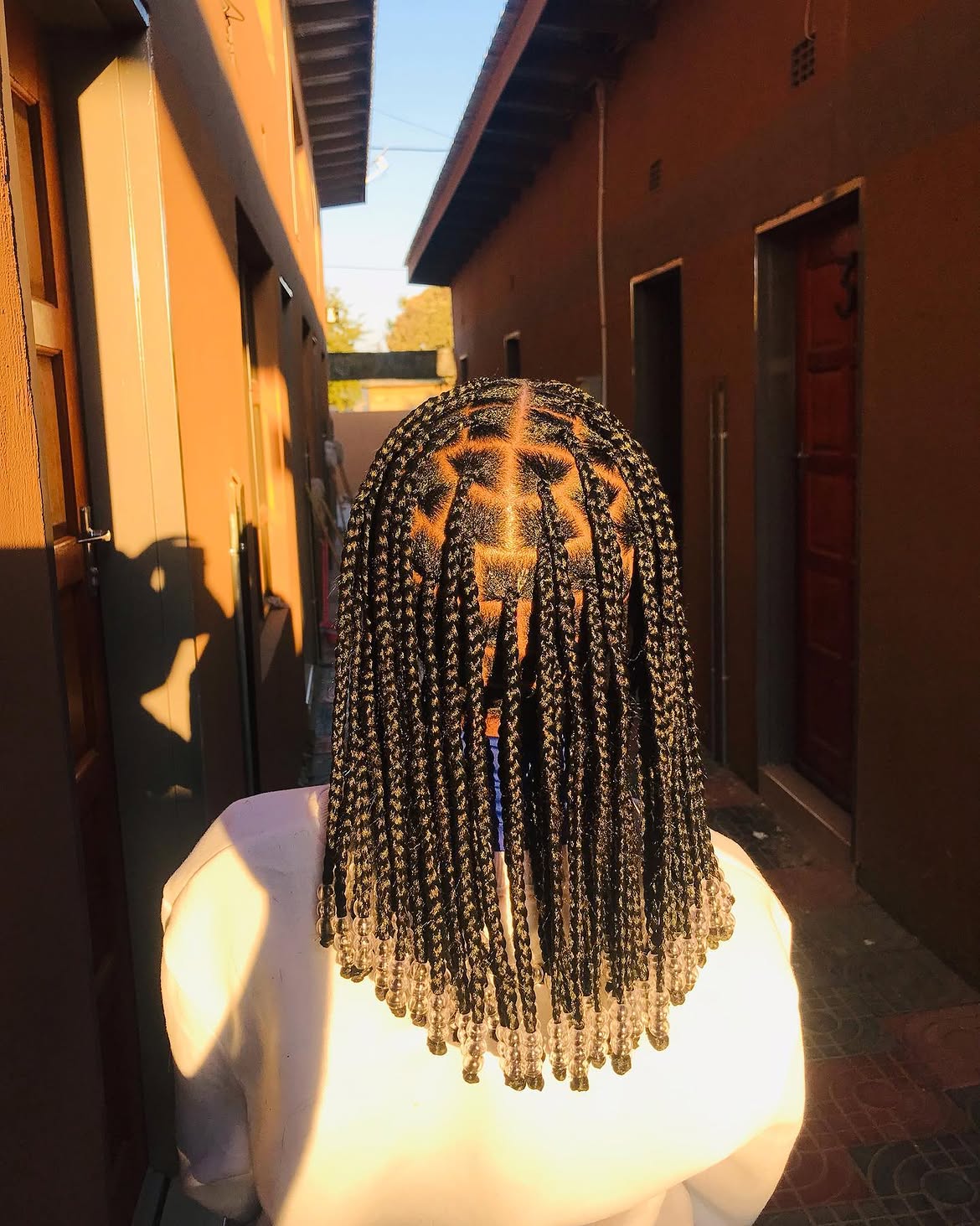 Micro Box Braids With Metallic Beads