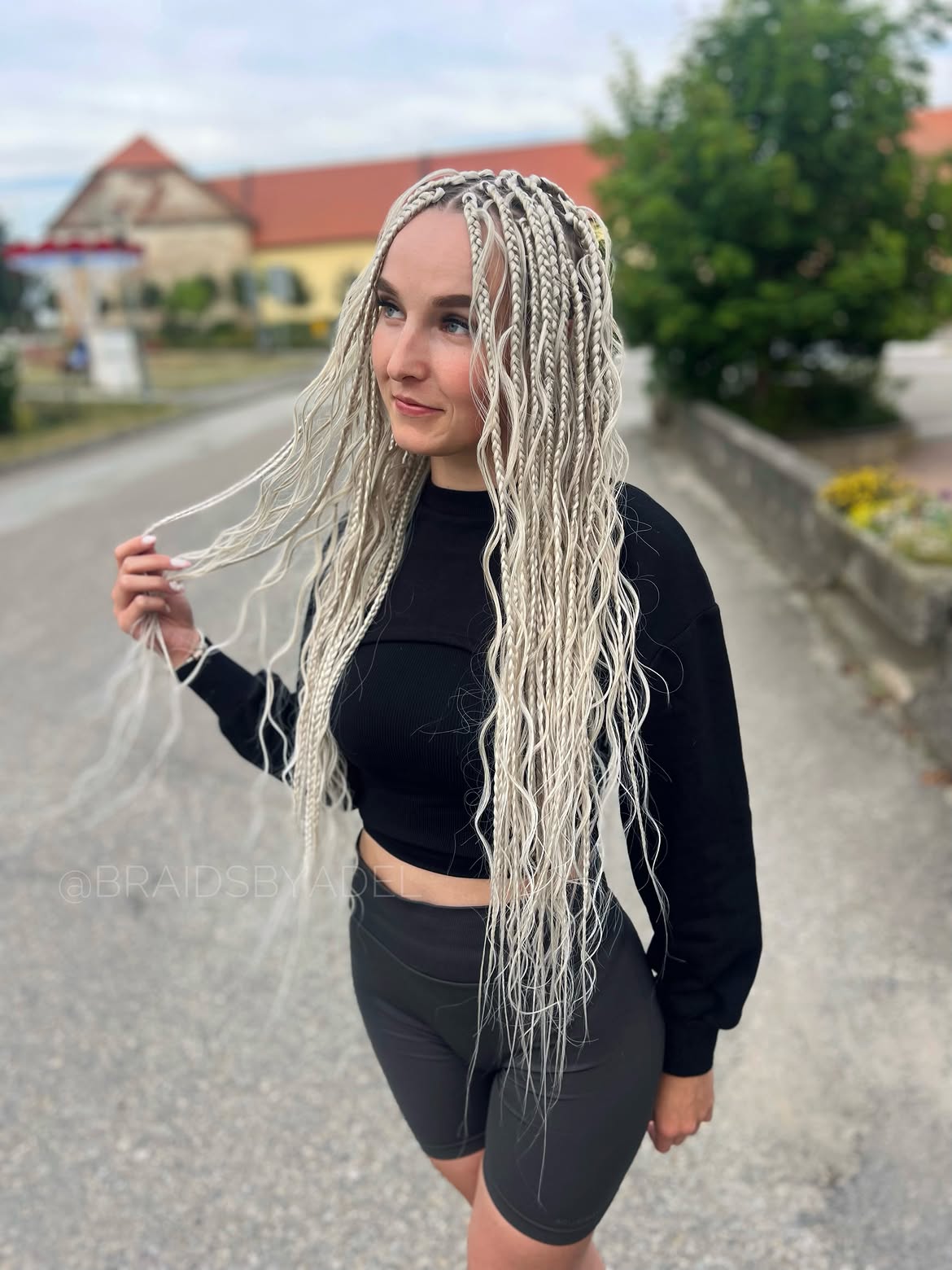 Platinum Goddess Braids With Wavy Extensions