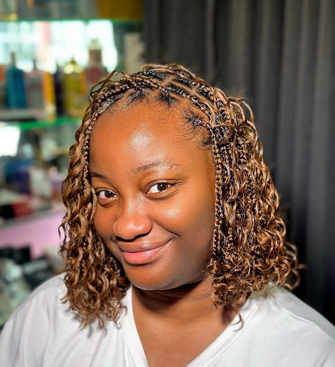 Short Box Braids With Curly Ends Bob