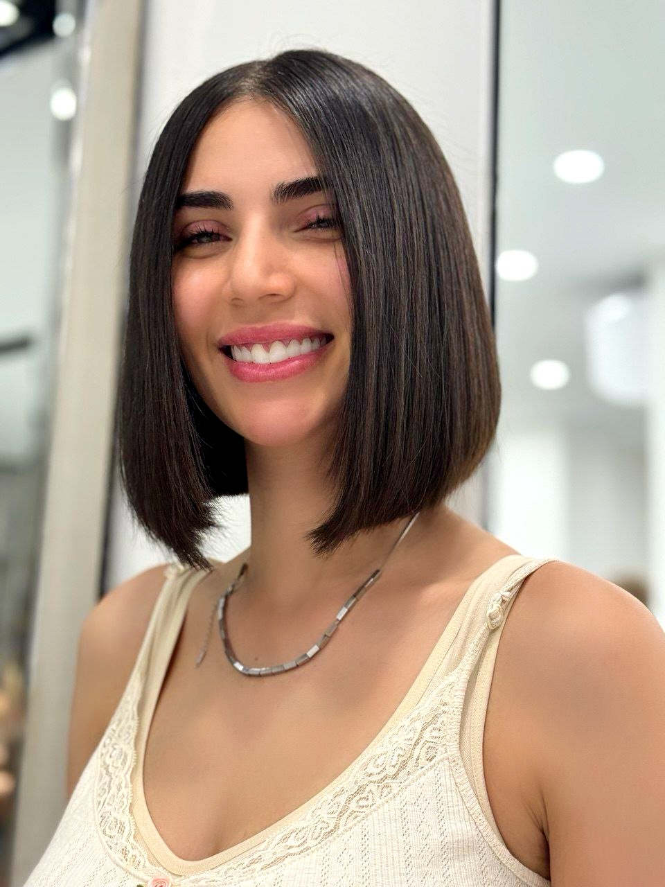 Sleek Blunt Bob With Minimal Layers