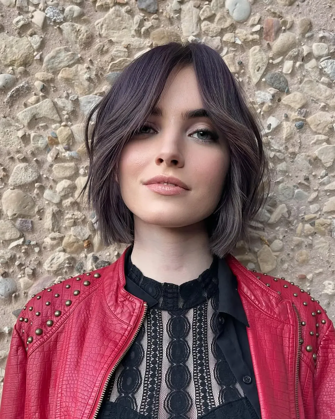 Soft Textured Bob With Asymmetrical Curtain Bangs