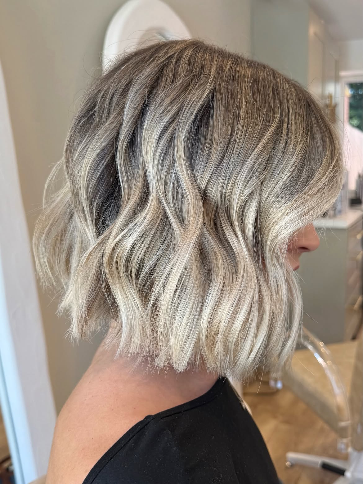 Textured Bronde Bob With Soft Beach Waves