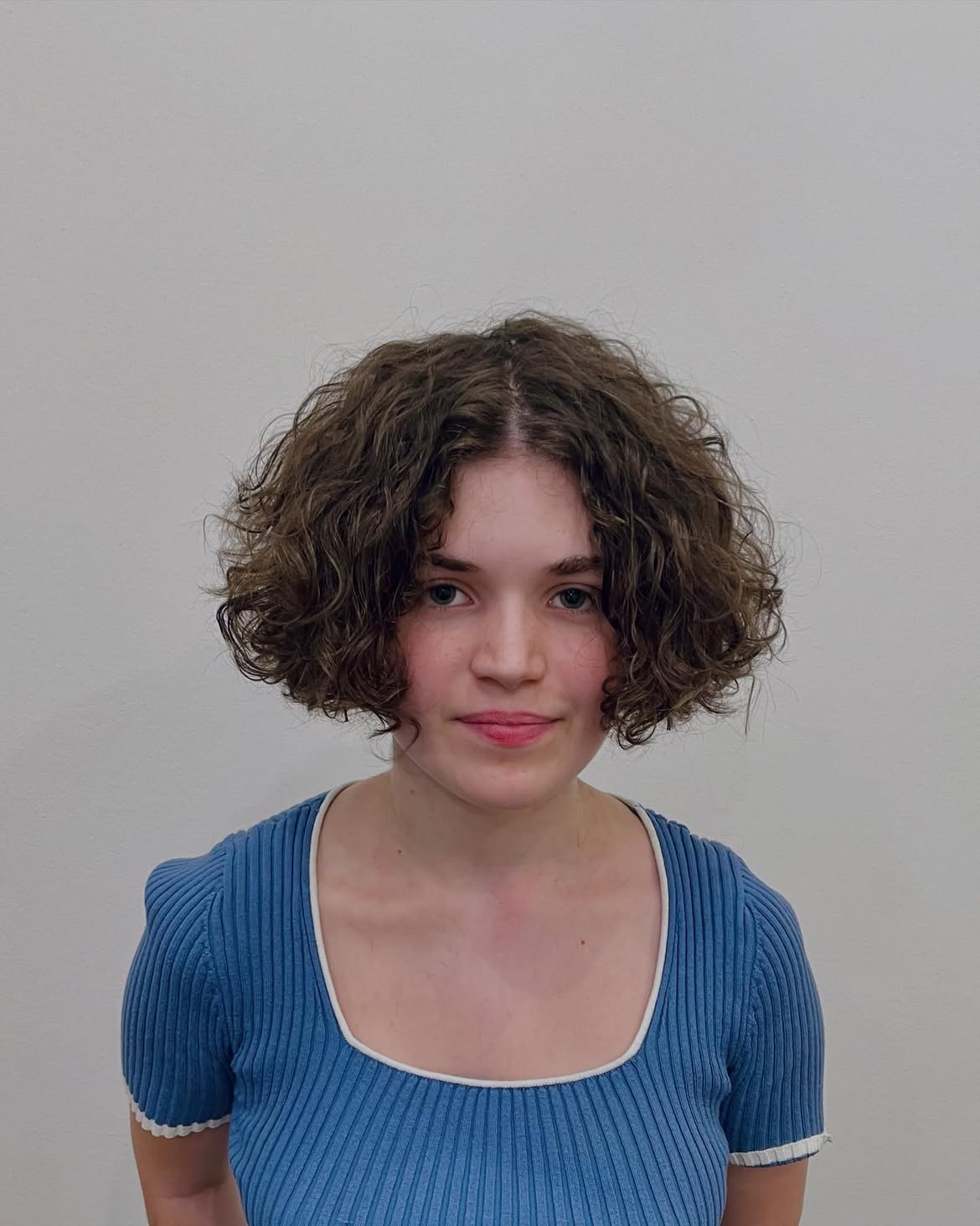 Textured Chin Length Bob With Natural Curls