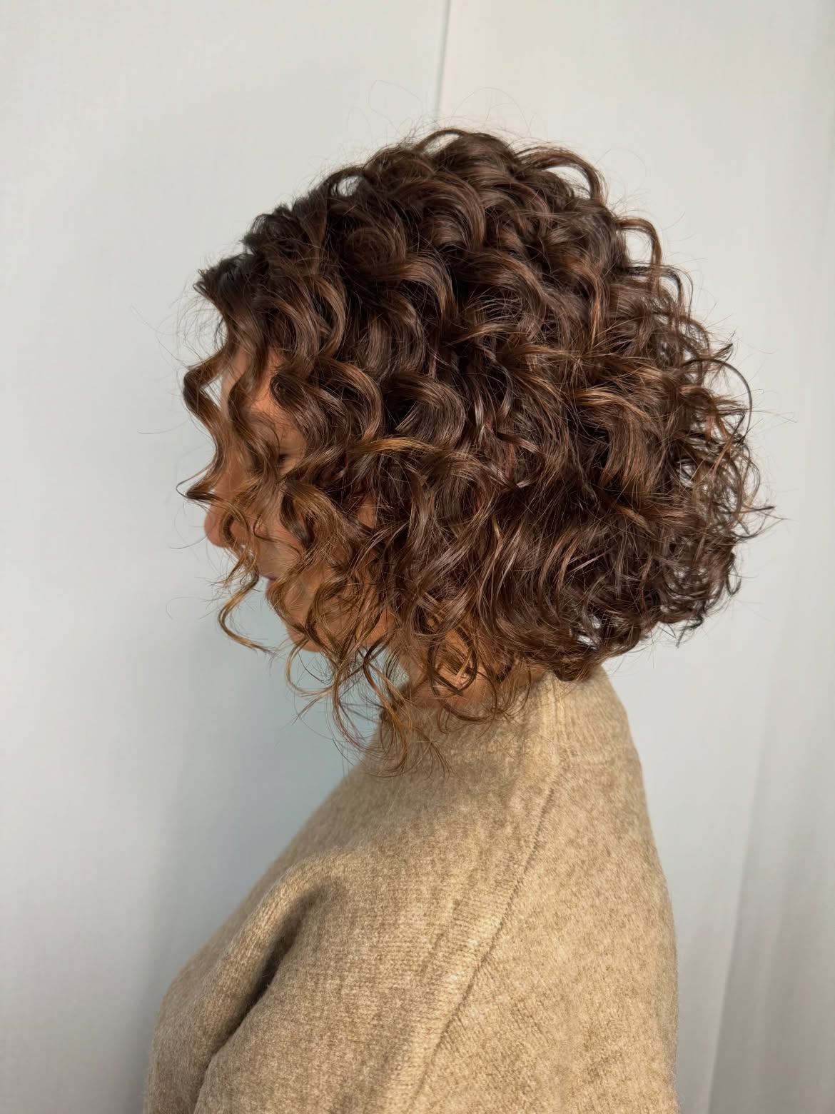 Voluminous Brunette Curly Bob With Defined Ringlets