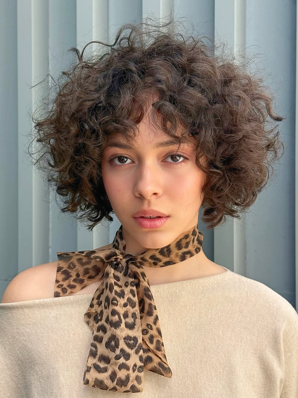 Voluminous Curly Bob With Rounded Fringe