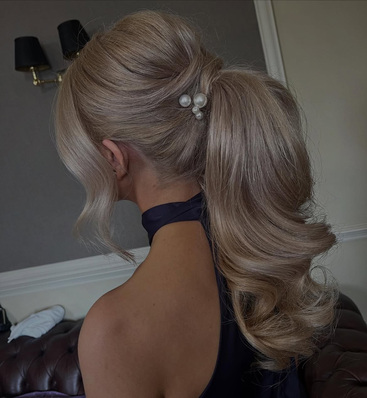 Voluminous Pearl Embellished High Ponytail