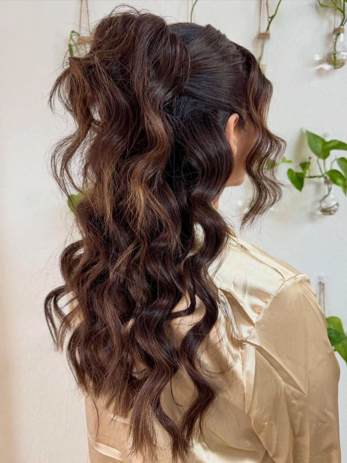 Voluminous Wavy Half Up High Pony